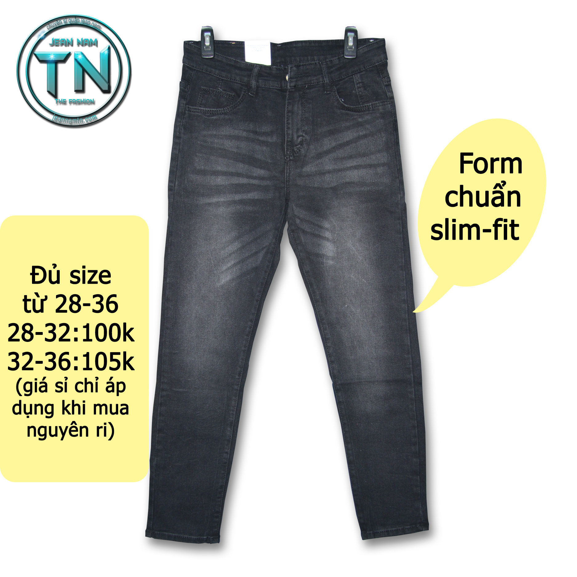 Dài jeans nam co giãn vải đen 2 mặt DTD01
